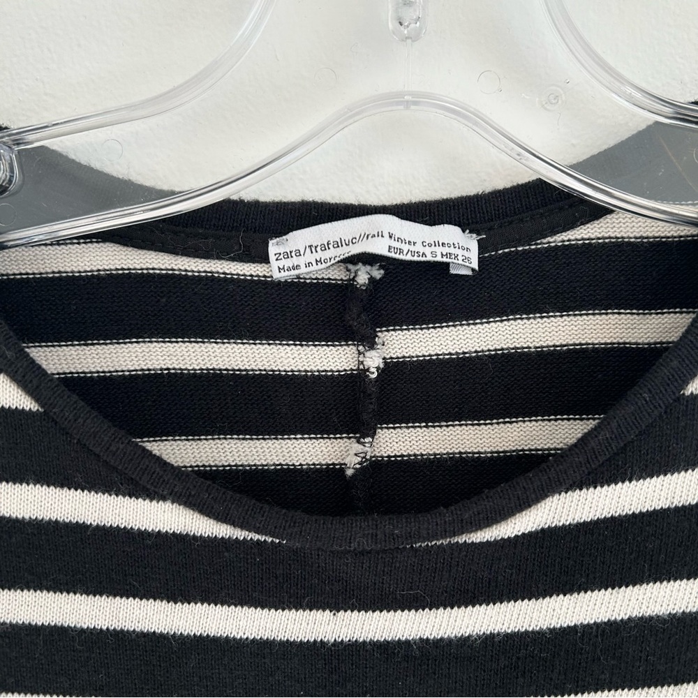 Zara Sweater Dress Striped Long Sleeves Black and White Size Small - Picture 5 of 15